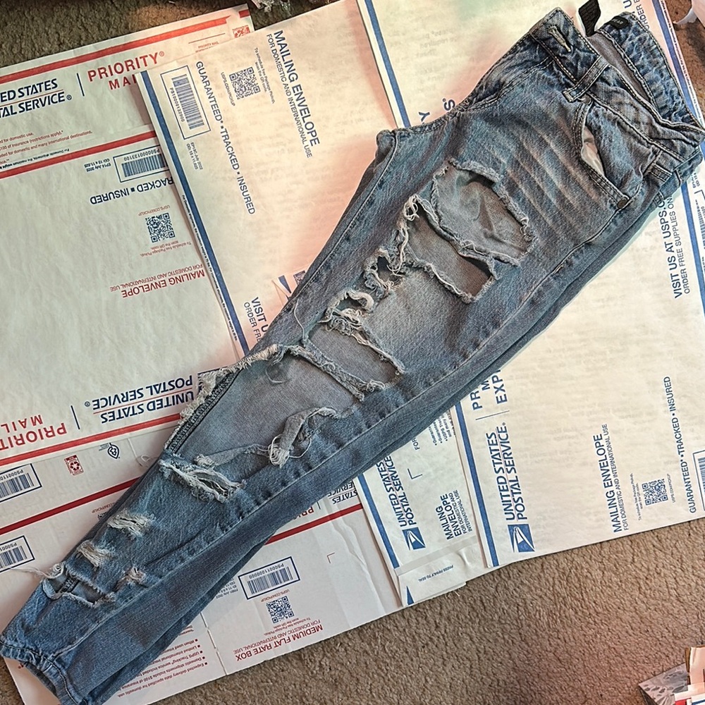 Distressed Blue Jeans